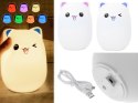 Lampka nocna dla dzieci led kot kotek rgb dotyk