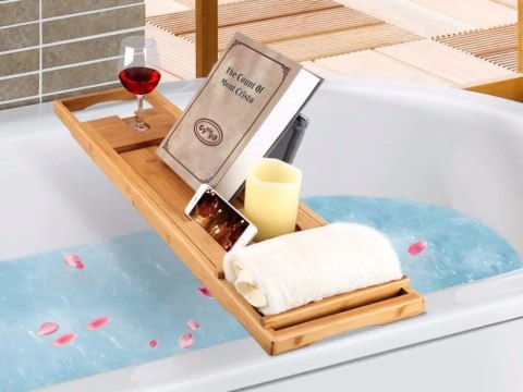 Półka na wannę regulowana duża bamboo spa nakładka Półka na wannę regulowana duża bamboo spa nakładka