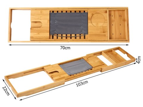 Półka na wannę regulowana duża bamboo spa nakładka Półka na wannę regulowana duża bamboo spa nakładka