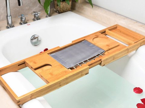 Półka na wannę regulowana duża bamboo spa nakładka Półka na wannę regulowana duża bamboo spa nakładka