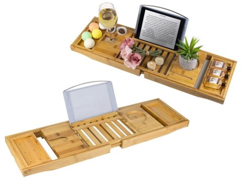 Półka na wannę regulowana duża bamboo spa nakładka Półka na wannę regulowana duża bamboo spa nakładka