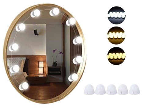 Lampki do lustra toaletki led zestaw makijaż 10szt Lampki do lustra toaletki led zestaw makijaż 10szt