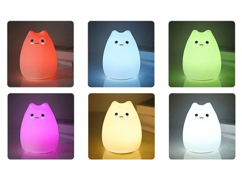 Lampka nocna dla dzieci led rgb kot dotyk silikon Lampka nocna dla dzieci led rgb kot dotyk silikon