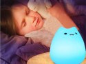 Lampka nocna dla dzieci led rgb kot dotyk silikon