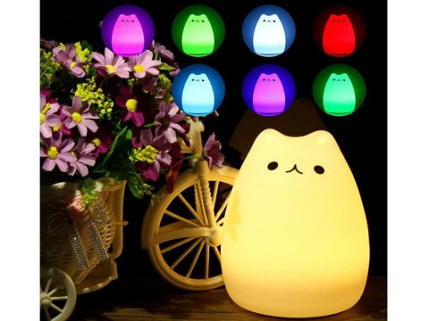 Lampka nocna dla dzieci led rgb kot dotyk silikon Lampka nocna dla dzieci led rgb kot dotyk silikon