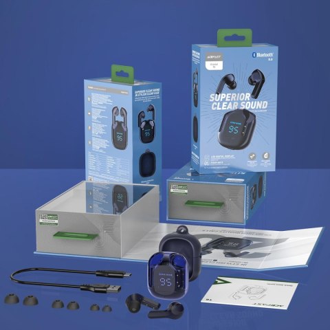 DOKANAŁOWE SŁUCHAWKI BEZPRZEWODOWE TWS BLUETOOTH NIEBIESKI DOKANAŁOWE SŁUCHAWKI BEZPRZEWODOWE TWS BLUETOOTH NIEBIESKI