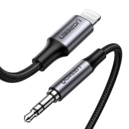 KABEL PRZEWÓD AUDIO AUX DO IPHONE MFI LIGHTNING - 3.5 MMMINI JACK 1M SZARY