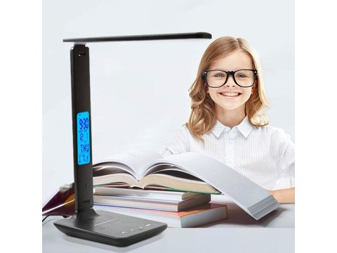 Lampka biurkowa led szkolna usb zegar ładowarka qi Lampka biurkowa led szkolna usb zegar ładowarka qi