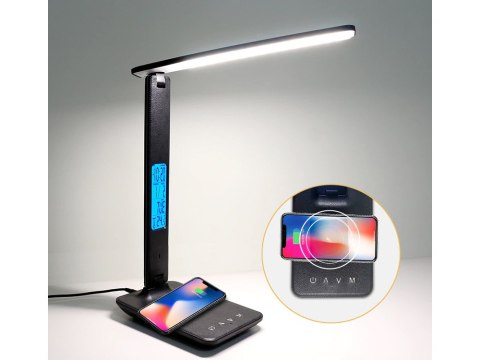 Lampka biurkowa led szkolna usb zegar ładowarka qi Lampka biurkowa led szkolna usb zegar ładowarka qi