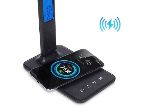 Lampka biurkowa led szkolna usb zegar ładowarka qi Lampka biurkowa led szkolna usb zegar ładowarka qi