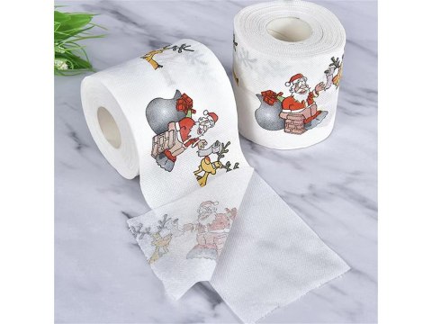 Świąteczny papier toaletowy mikołaje śmieszny wc Świąteczny papier toaletowy mikołaje śmieszny wc