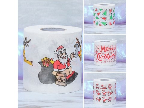 Świąteczny papier toaletowy mikołaje śmieszny wc Świąteczny papier toaletowy mikołaje śmieszny wc