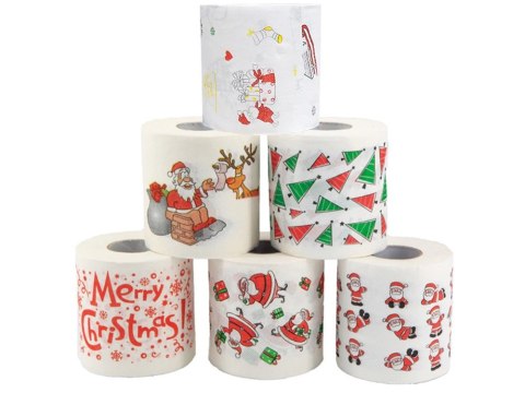 Świąteczny papier toaletowy mikołaje śmieszny wc Świąteczny papier toaletowy mikołaje śmieszny wc