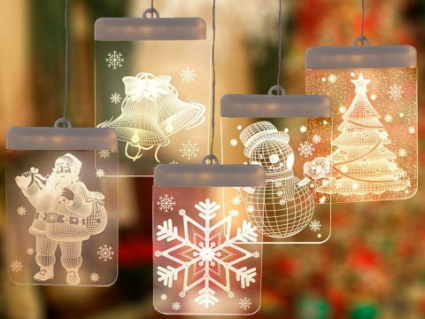Witraż led 3d na okno ozdoba lampki świąteczne Witraż led 3d na okno ozdoba lampki świąteczne