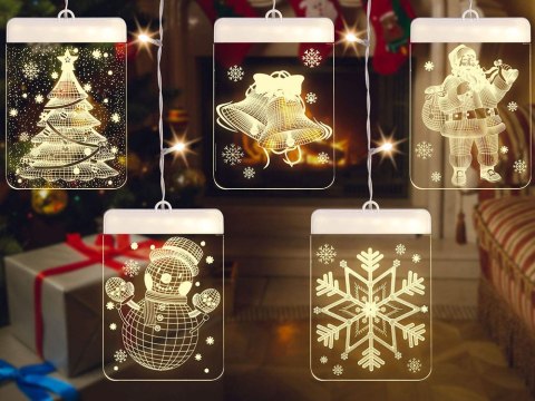 Witraż led 3d na okno ozdoba lampki świąteczne Witraż led 3d na okno ozdoba lampki świąteczne