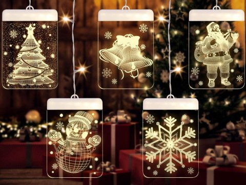 Witraż led 3d na okno ozdoba lampki świąteczne Witraż led 3d na okno ozdoba lampki świąteczne