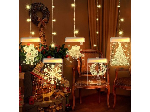 Witraż led 3d na okno ozdoba lampki świąteczne Witraż led 3d na okno ozdoba lampki świąteczne
