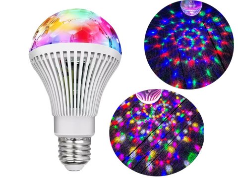 Żarówka led rgb obrotowa e27 kula dyskotekowa Żarówka led rgb obrotowa e27 kula dyskotekowa
