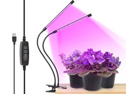 2x lampa do wzrostu roślin 40 led timer usb klips