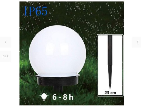 4x lampa solarna ogrodowa kula biała wbijana 10 cm 4x lampa solarna ogrodowa kula biała wbijana 10 cm