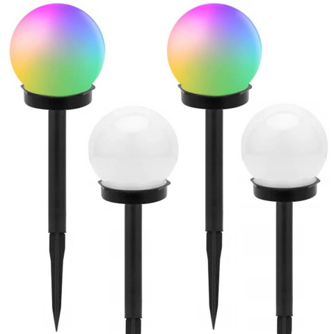 4x lampa solarna ogrodowa kula rgb wbijana 10 cm 4x lampa solarna ogrodowa kula rgb wbijana 10 cm