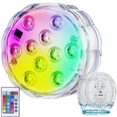Lampa basenowa podwodna światła 10 led pilot rgb ip68 wodoodporna do basenu Lampa basenowa podwodna światła 10 led pilot rgb ip68 wodoodporna do basenu