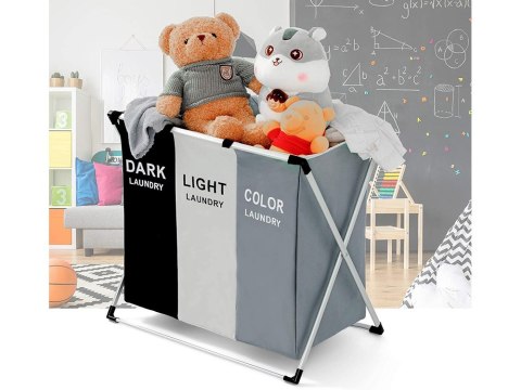 Kosz na pranie 3 komorowy organizer wolnostojący pojemnik 135l Kosz na pranie 3 komorowy organizer wolnostojący pojemnik 135l