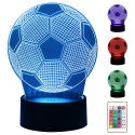Lampka nocna piłka nożna 3d led kolory + pilot
