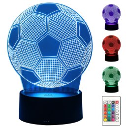 Lampka nocna piłka nożna 3d led kolory + pilot