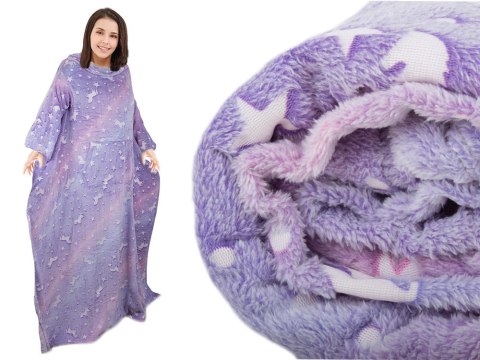 Koc z rękawami polar ciepła bluza szlafrok neon Koc z rękawami polar ciepła bluza szlafrok neon