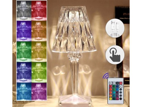 Lampka nocna stołowa kryształ led rgb usb pilot Lampka nocna stołowa kryształ led rgb usb pilot