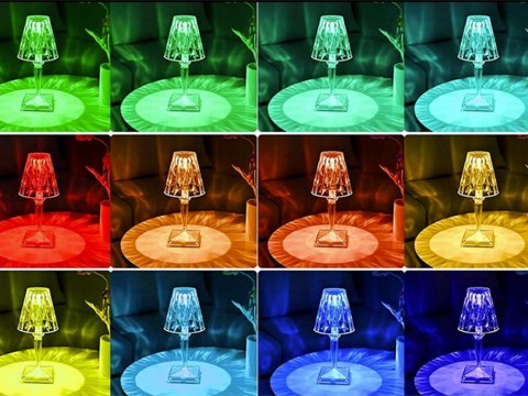 Lampka nocna stołowa kryształ led rgb usb pilot Lampka nocna stołowa kryształ led rgb usb pilot