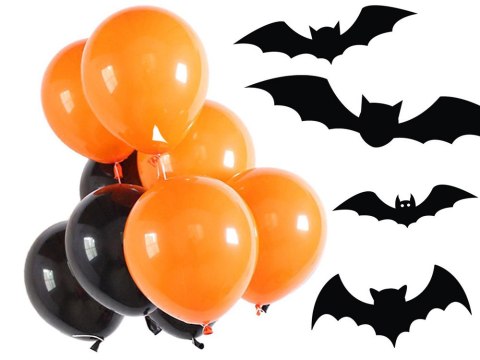 Zestaw balonów halloween czarne pomarańczowe 20szt Zestaw balonów halloween czarne pomarańczowe 20szt