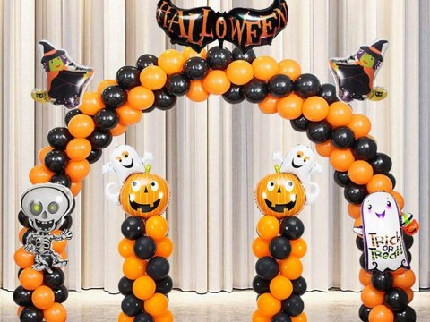 Zestaw balonów halloween czarne pomarańczowe 20szt Zestaw balonów halloween czarne pomarańczowe 20szt