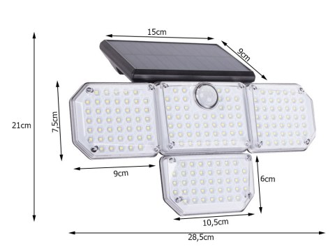 Lampa solarna 181 led z czujnikiem ruchu zmierzchu + pilot ogrodowa uliczna Lampa solarna 181 led z czujnikiem ruchu zmierzchu + pilot ogrodowa uliczna