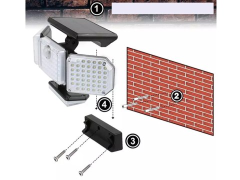 Lampa solarna 181 led z czujnikiem ruchu zmierzchu + pilot ogrodowa uliczna Lampa solarna 181 led z czujnikiem ruchu zmierzchu + pilot ogrodowa uliczna