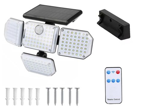 Lampa solarna 181 led z czujnikiem ruchu zmierzchu + pilot ogrodowa uliczna Lampa solarna 181 led z czujnikiem ruchu zmierzchu + pilot ogrodowa uliczna