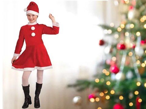 Strój kostium mikołajowej dla dziewczynki czapka Strój kostium mikołajowej dla dziewczynki czapka