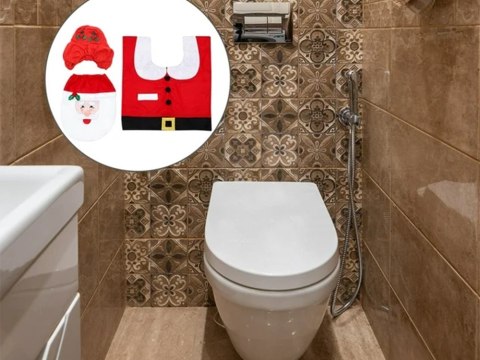 Świateczny zestaw łazienkowy mikołaj dywanik pokrowiec wc na deskę Świateczny zestaw łazienkowy mikołaj dywanik pokrowiec wc na deskę