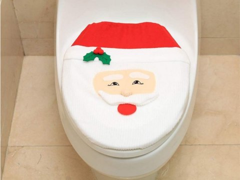 Świateczny zestaw łazienkowy mikołaj dywanik pokrowiec wc na deskę Świateczny zestaw łazienkowy mikołaj dywanik pokrowiec wc na deskę