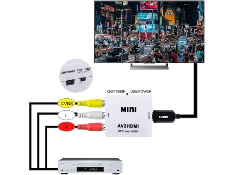 Adapter konverter sygnału av rca cinch do hdmi audio rca 1080p cvbs kabel Adapter konverter sygnału av rca cinch do hdmi audio rca 1080p cvbs kabel