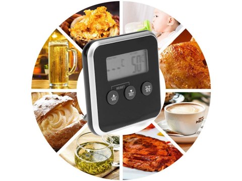 Cyfrowy termometr z termo sondą do pieczenia mięsa wędzarni timer alarm lcd Cyfrowy termometr z termo sondą do pieczenia mięsa wędzarni timer alarm lcd