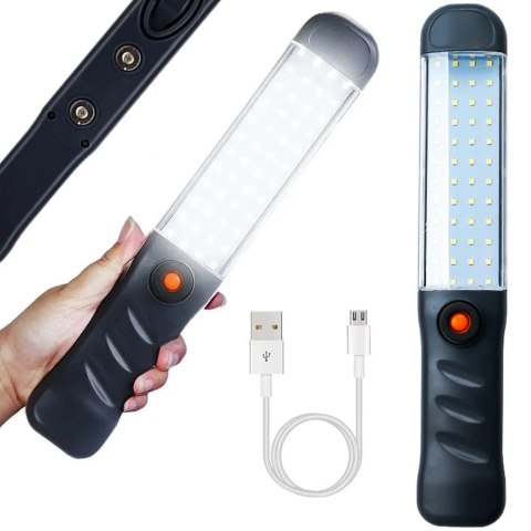 Mocna latarka warsztatowa lampa 48 led cob usb hak magnes akumulatorowa Mocna latarka warsztatowa lampa 48 led cob usb hak magnes akumulatorowa