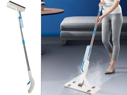 Mop płaski ze spryskiwaczem spray ściągaczka do okien myjka 3x nakładki 2w1 Mop płaski ze spryskiwaczem spray ściągaczka do okien myjka 3x nakładki 2w1