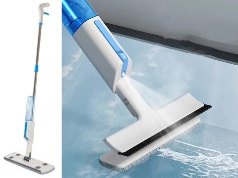 Mop płaski ze spryskiwaczem spray ściągaczka do okien myjka 3x nakładki 2w1 Mop płaski ze spryskiwaczem spray ściągaczka do okien myjka 3x nakładki 2w1