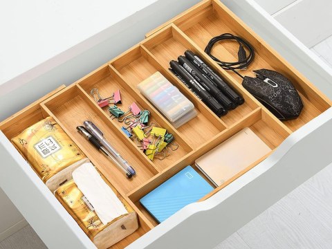 Wkład do szuflady organizer kuchenny na sztućce bambus 7 przegródek 39cm l Wkład do szuflady organizer kuchenny na sztućce bambus 7 przegródek 39cm l