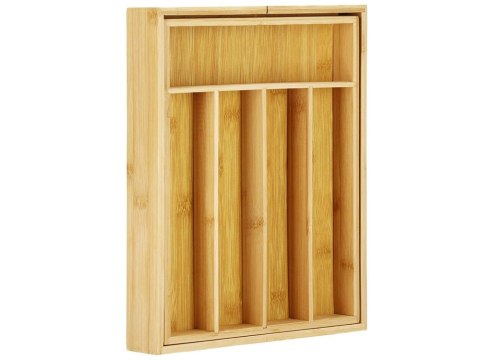 Wkład do szuflady organizer kuchenny na sztućce bambus 7 przegródek 39cm l Wkład do szuflady organizer kuchenny na sztućce bambus 7 przegródek 39cm l