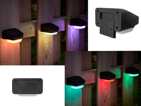 Lampka solarna ogrodowa led rgb na schody taras płot czujnik zmierzchu Lampka solarna ogrodowa led rgb na schody taras płot czujnik zmierzchu