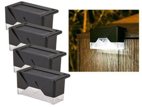 Lampki solarne 4 szt ogrodowe led na schody taras płot czujnik zmierzchu Lampki solarne 4 szt ogrodowe led na schody taras płot czujnik zmierzchu
