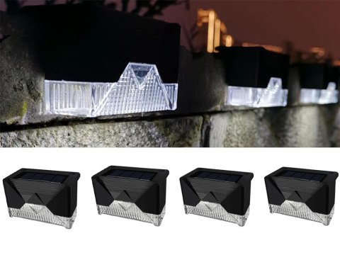 Lampki solarne 4 szt ogrodowe led na schody taras płot czujnik zmierzchu Lampki solarne 4 szt ogrodowe led na schody taras płot czujnik zmierzchu